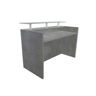 Modern Reception Desk Light Concrete with Glass Top Desk| Office Reception Desk | Reception Counter | Reception Table-120Cm (Light Concrete) - Image 5