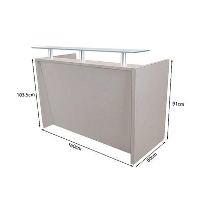 R06 Modern Reception Counter Desk with Floating Glass Top, Front Office Desk, 160Cm (Grey) - Image 5
