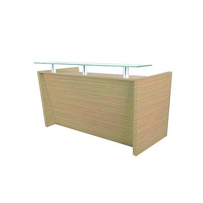 R06 Modern Reception Counter Desk with Floating Glass Top, Front Office Desk, 140cm (Sand Gladstone) - Image 2