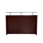Modern Reception Desk Apple Cherry Without Drawer| Glass Top Desk| Office Reception Desk | Reception Counter | Reception Table-140Cm (Apple Cherry)