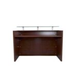 Modern Reception Desk Apple Cherry Without Drawer| Glass Top Desk| Office Reception Desk | Reception Counter | Reception Table-140Cm (Apple Cherry)