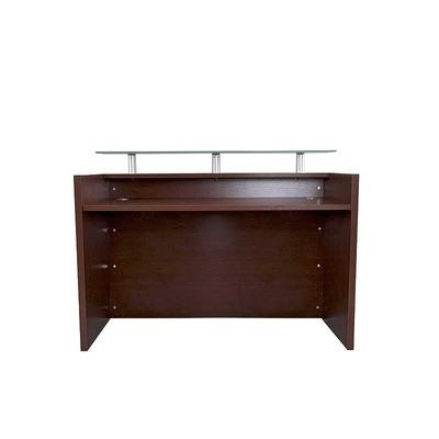 Modern Reception Desk Apple Cherry Without Drawer| Glass Top Desk| Office Reception Desk | Reception Counter | Reception Table-140Cm (Apple Cherry) - Image 5