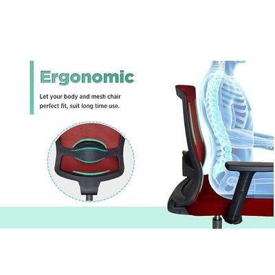 SleekLine T01B High Back Ergonomic Office Mesh Chair - Red - Image 4