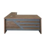 Multi-Purpose Modern Executive Desk, Office Conference Desk With Drawers and Cabinet - Dark Walnut
