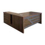 Multi-Purpose Modern Executive Desk, Office Conference Desk With Drawers and Cabinet - Dark Walnut