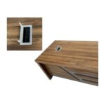 Multi-Purpose Modern Executive Desk, Office Conference Desk With Drawers and Cabinet - Dark Walnut