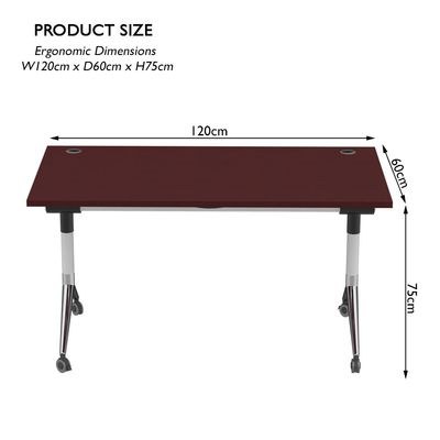 ZF-08A Multipurpose Foldable Training/Computer Table, Adjustable Standing Desk, Home Office Modern Folding Table with 2 Grommets for Wire Management - White (Apple cherry) - Image 3