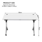ZF-08A Multipurpose Foldable Training/Computer Table, Adjustable Standing Desk, Home Office Modern Folding Table with 2 Grommets for Wire Management - White (white)