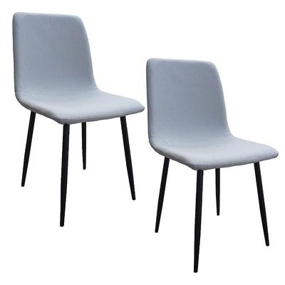 HYDC058 Fabric Dining Chair, Modern Mid Century Living Room Side Chairs with Metal Legs,Grey (Pack of 2) - Image 2