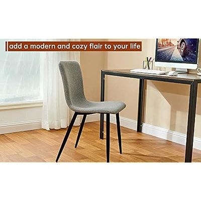 HYDC058 Fabric Dining Chair, Modern Mid Century Living Room Side Chairs with Metal Legs,Grey (Pack of 2) - Image 4