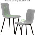 HYDC058 Fabric Dining Chair, Modern Mid Century Living Room Side Chairs with Metal Legs,Grey (Pack of 2)
