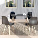 Cenare 5-Piece Dining Set for Kitchen, 120 X 80 Dining Table With 4 X DSW Plastic Dining Chair - Black