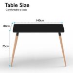 Cenare 7-Piece Dining Set for Kitchen, 140 X 80 Dining Table With 6 X DSW Plastic Dining Chair - Black