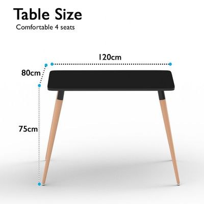 Cenare 120 X 80 Modern Dining Table - Black - Image 4