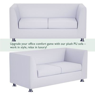 Mahmayi 679 White Double Seater PU Leather Sofa - Modern Design Comfortable Living Room Furniture (2-Seater, White) - Image 4
