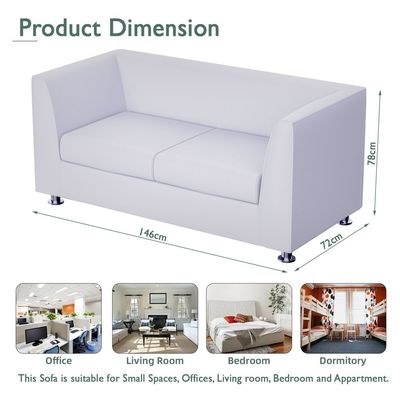 Mahmayi 679 White Double Seater PU Leather Sofa - Modern Design Comfortable Living Room Furniture (2-Seater, White) - Image 5