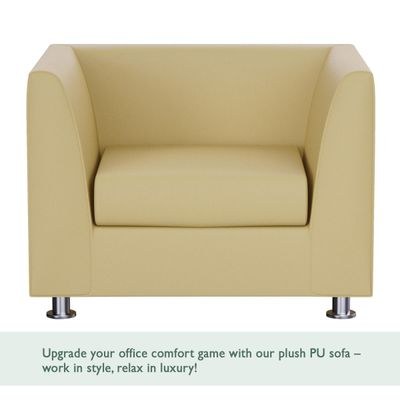 Mahmayi 679 Light Sandal PU Single Seater Sofa - Modern Design, Stylish Furniture for Living Room, Comfortable Seat, Durable Upholstery (1-Seater Sofa, Light Sandal) - Image 3