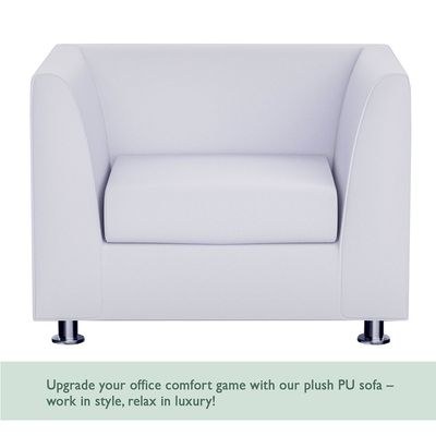 Mahmayi 679 White PU Single Seater Sofa - Modern Design, Stylish Furniture for Living Room, Comfortable Seat, Durable Upholstery (1-Seater Sofa, White) - Image 3