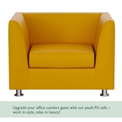 Mahmayi 679 Yellow PU Single Seater Sofa - Modern Design, Stylish Furniture for Living Room, Comfortable Seat, Durable Upholstery (1-Seater Sofa, Yellow) - Image 3