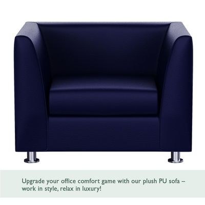 Mahmayi 679 Blue PU Single Seater Sofa - Modern Design, Stylish Furniture for Living Room, Comfortable Seat, Durable Upholstery (1-Seater Sofa, Blue) - Image 3