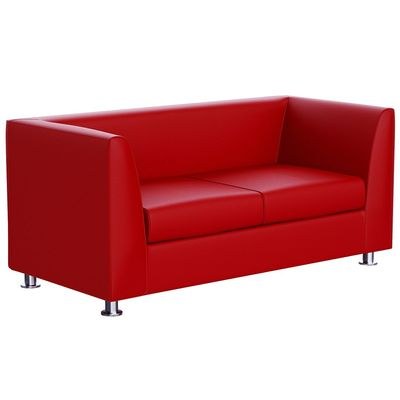 Mahmayi 679 Red Double Seater PU Leather Sofa - Modern Design Comfortable Living Room Furniture (2-Seater, Red)