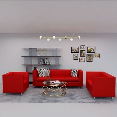 Mahmayi 679 Red Double Seater PU Leather Sofa - Modern Design Comfortable Living Room Furniture (2-Seater, Red) - Image 2