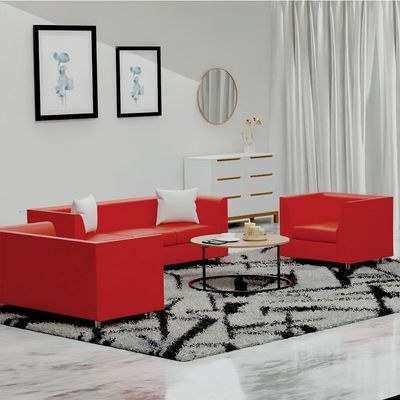 Mahmayi 679 Red Double Seater PU Leather Sofa - Modern Design Comfortable Living Room Furniture (2-Seater, Red) - Image 4