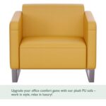 Mahmayi 2850 Single Seater Sofa in Sandal PU Leather with Loop Leg Design - Comfortable Lounge Seat for Living Room, Office, or Bedroom (1-Seater, Dark Sandal, Loop Leg)