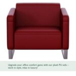 Mahmayi 2850 Single Seater Sofa in Maroon PU Leather with Loop Leg Design - Comfortable Lounge Seat for Living Room, Office, or Bedroom (1-Seater, Maroon, Loop Leg)