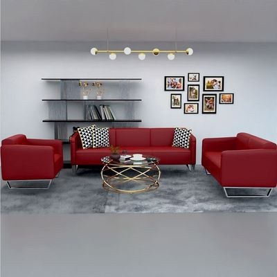 Mahmayi 2850 Three Seater Sofa in Maroon PU Leather with Loop Leg Design - Comfortable Lounge Seat for Living Room, Office, or Bedroom (3-Seater, Maroon, Loop Leg) - Image 5