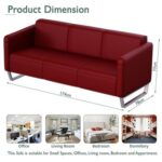 Mahmayi 2850 Three Seater Sofa in Maroon PU Leather with Loop Leg Design - Comfortable Lounge Seat for Living Room, Office, or Bedroom (3-Seater, Maroon, Loop Leg)