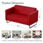 Mahmayi 2850 Two Seater Sofa in Red PU Leather with Loop Leg Design - Comfortable Lounge Seat for Living Room, Office, or Bedroom (2-Seater, Red, Loop Leg)