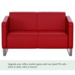 Mahmayi 2850 Two Seater Sofa in Red PU Leather with Loop Leg Design - Comfortable Lounge Seat for Living Room, Office, or Bedroom (2-Seater, Red, Loop Leg)