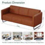 Mahmayi 2850 Three Seater Sofa in Brown PU Leather with Loop Leg Design - Comfortable Lounge Seat for Living Room, Office, or Bedroom (3-Seater, Brown, Loop Leg)