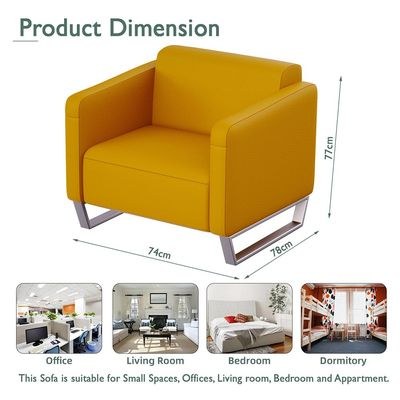 Mahmayi 2850 Single Seater Sofa in Yellow PU Leather with Loop Leg Design - Comfortable Lounge Seat for Living Room, Office, or Bedroom (1-Seater, Yellow, Loop Leg) - Image 3