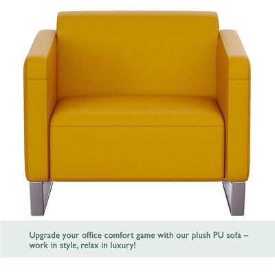 Mahmayi 2850 Single Seater Sofa in Yellow PU Leather with Loop Leg Design - Comfortable Lounge Seat for Living Room, Office, or Bedroom (1-Seater, Yellow, Loop Leg) - Image 4