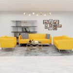 Mahmayi 2850 Single Seater Sofa in Yellow PU Leather with Loop Leg Design - Comfortable Lounge Seat for Living Room, Office, or Bedroom (1-Seater, Yellow, Loop Leg)