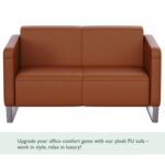 Mahmayi 2850 Two Seater Sofa in Brown PU Leather with Loop Leg Design - Comfortable Lounge Seat for Living Room, Office, or Bedroom (2-Seater, Brown, Loop Leg)