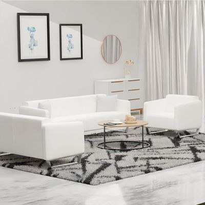 Mahmayi 2850 Two Seater Sofa in White PU Leather with Loop Leg Design - Comfortable Lounge Seat for Living Room, Office, or Bedroom (2-Seater, White, Loop Leg) - Image 5
