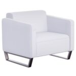 Mahmayi 2850 Single Seater Sofa in White PU Leather with Loop Leg Design - Comfortable Lounge Seat for Living Room, Office, or Bedroom (1-Seater, White, Loop Leg)
