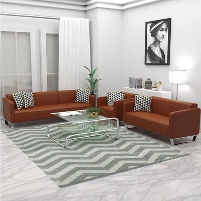 Mahmayi 2850 Three Seater Sofa in Dark Brown PU Leather with Loop Leg Design - Comfortable Lounge Seat for Living Room, Office, or Bedroom (3-Seater, Dark Brown, Loop Leg) - Image 2