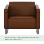 Mahmayi 2850 Single Seater Sofa in Dark Brown PU Leather with Loop Leg Design - Comfortable Lounge Seat for Living Room, Office, or Bedroom (1-Seater, Dark Brown, Loop Leg)