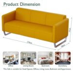 Mahmayi 2850 Three Seater Sofa in Yellow PU Leather with Loop Leg Design - Comfortable Lounge Seat for Living Room, Office, or Bedroom (3-Seater, Yellow, Loop Leg)