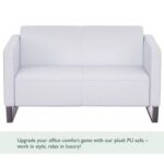 Mahmayi 2850 Two Seater Sofa in White PU Leather with Loop Leg Design - Comfortable Lounge Seat for Living Room, Office, or Bedroom (2-Seater, White, Loop Leg)
