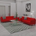 Mahmayi 2850 Two Seater Sofa in Red PU Leather with Loop Leg Design - Comfortable Lounge Seat for Living Room, Office, or Bedroom (2-Seater, Red, Loop Leg)