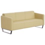 Mahmayi 2850 Three Seater Sofa in Sandal PU Leather with Loop Leg Design - Comfortable Lounge Seat for Living Room, Office, or Bedroom (3-Seater, Sandal, Loop Leg)