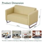 Mahmayi 2850 Two Seater Sofa in Sandal PU Leather with Loop Leg Design - Comfortable Lounge Seat for Living Room, Office, or Bedroom (2-Seater, Sandal, Loop Leg)