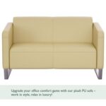 Mahmayi 2850 Two Seater Sofa in Sandal PU Leather with Loop Leg Design - Comfortable Lounge Seat for Living Room, Office, or Bedroom (2-Seater, Sandal, Loop Leg)
