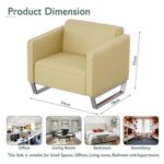 Mahmayi 2850 Single Seater Sofa in Sandal PU Leather with Loop Leg Design - Comfortable Lounge Seat for Living Room, Office, or Bedroom (1-Seater, Sandal, Loop Leg)
