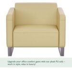 Mahmayi 2850 Single Seater Sofa in Sandal PU Leather with Loop Leg Design - Comfortable Lounge Seat for Living Room, Office, or Bedroom (1-Seater, Sandal, Loop Leg)